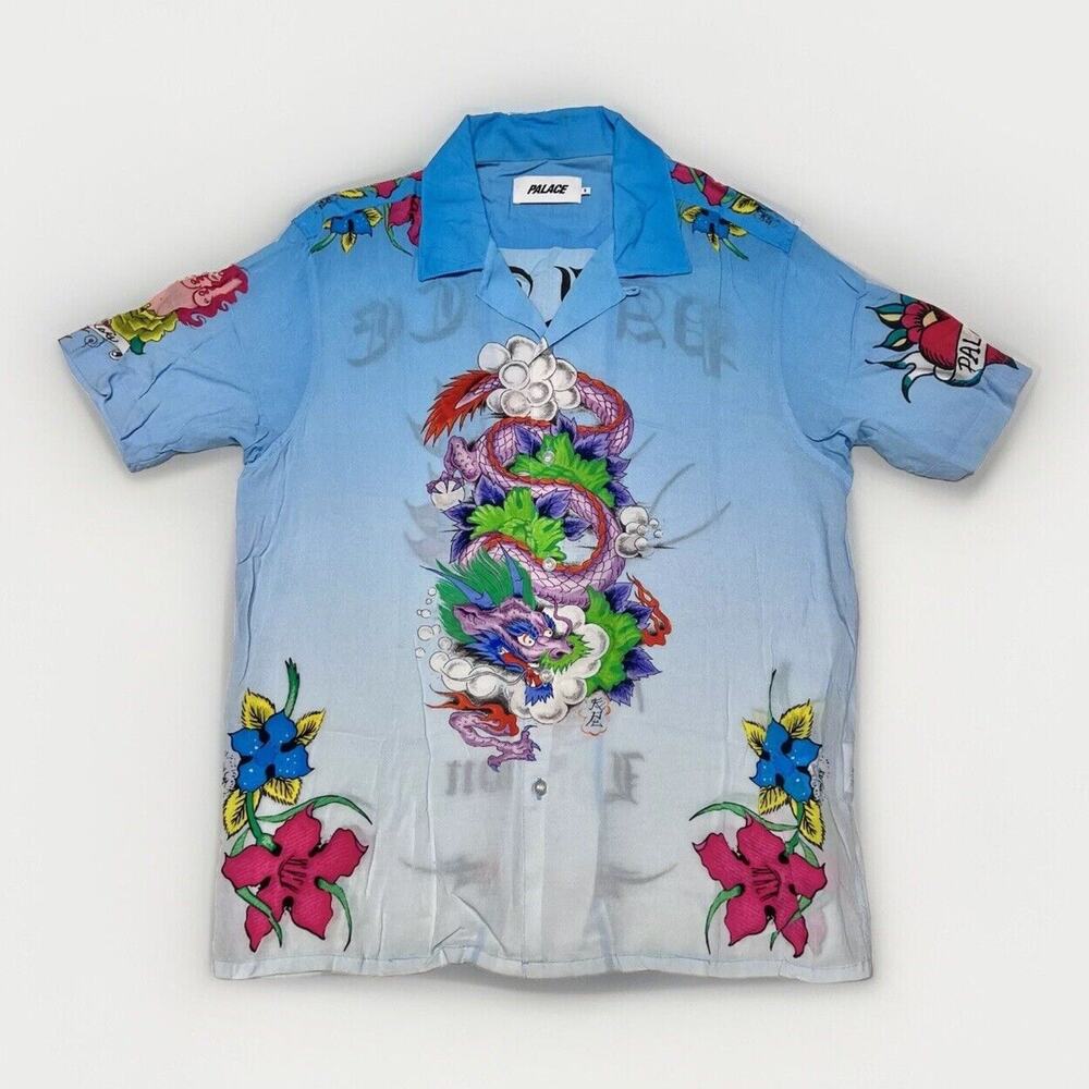 Palace Inky S/S Shirt Men’s S Silky Rayon Tattoo Art Print Button Up Camp Collar
